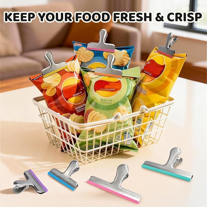 HOUSE AGAIN 12 Pack Stainless Steel Chip Bag Clips Covered - Image 2