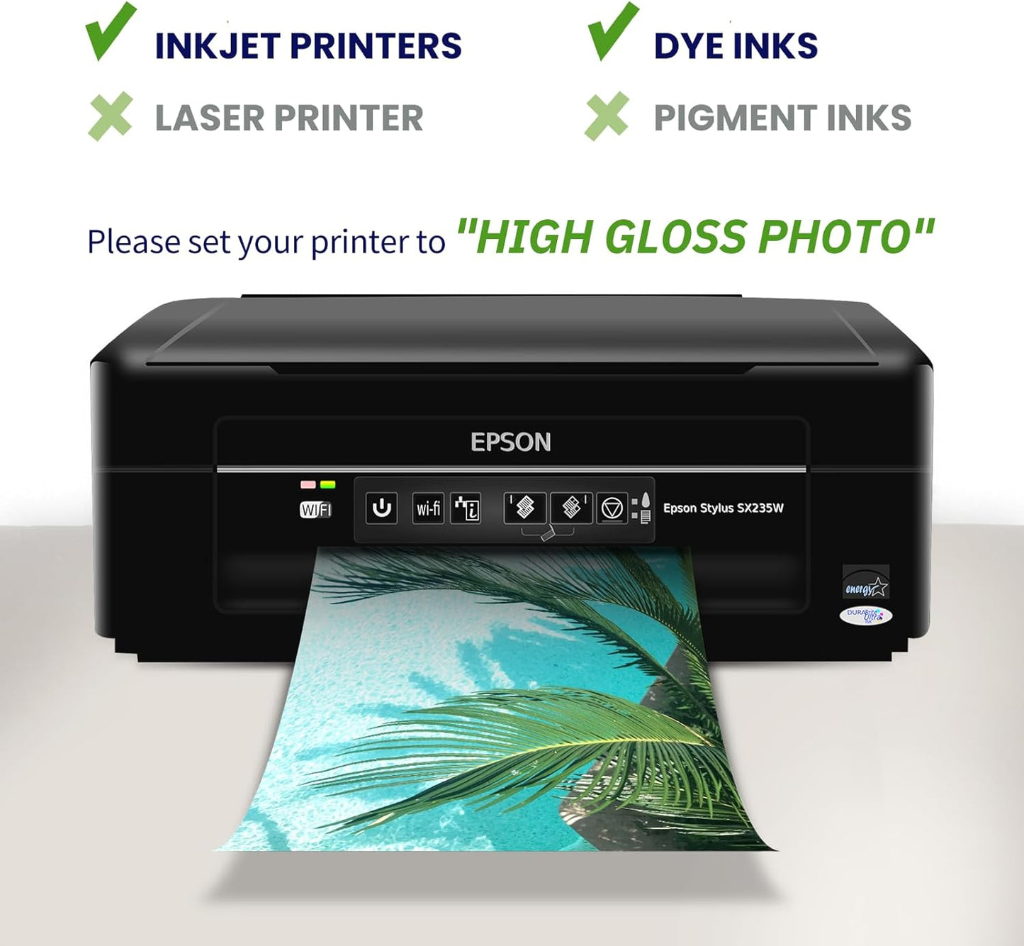 5x7 Photo Paper, Goefun 200GSM/54LB Glossy Inkjet Printer Paper for Dye Ink,100 Sheets