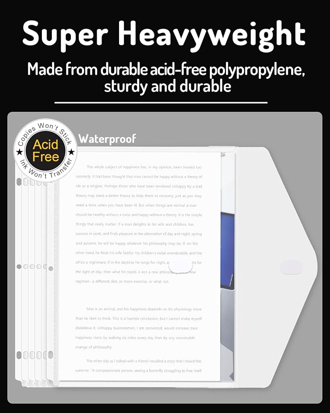 Forvencer Binder Pocket, 24 Pack Super Heavyweight Poly Binder Pocket - Image 3