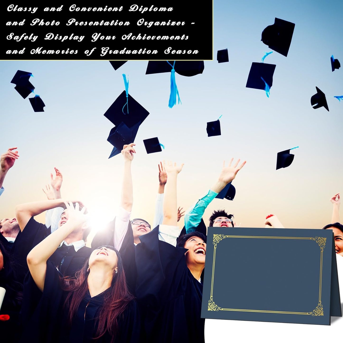30 Packs Certificate Holders, Navy Blue Diploma Holders, 350gsm, Certificate Covers with Gold Foil Border for Letter Size 8.5 x 11 Certificates, Cardstock, Award, Graduation, Document Papers