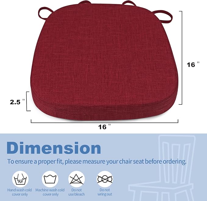 BUYUE Thickened 2.5" Dining Chair Cushions Set of 4, U-Shape High Density Foam - Image 3