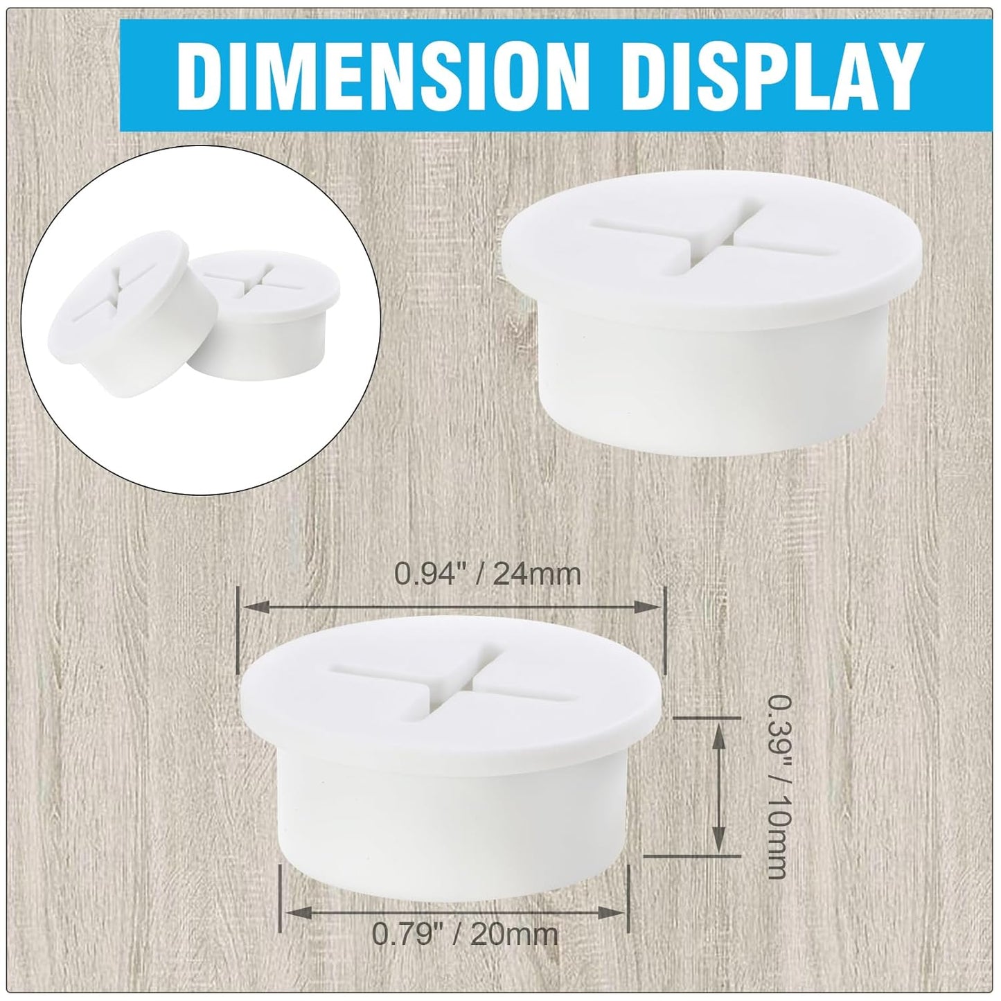 3/4" White Desk Grommet, JTemgle Flexible Cable Grommet Cross Rubber Cable Hole Cover Wire Organizer Caps Desktop Cord Management for Home Office TV Stands Tabletops, 10 Pieces
