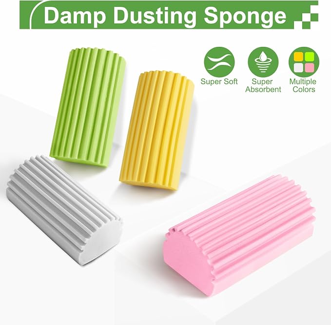 Jeymei 4-Pack Damp Clean Duster Sponge, Duster Baseboard Cleaner Sponge - Image 6