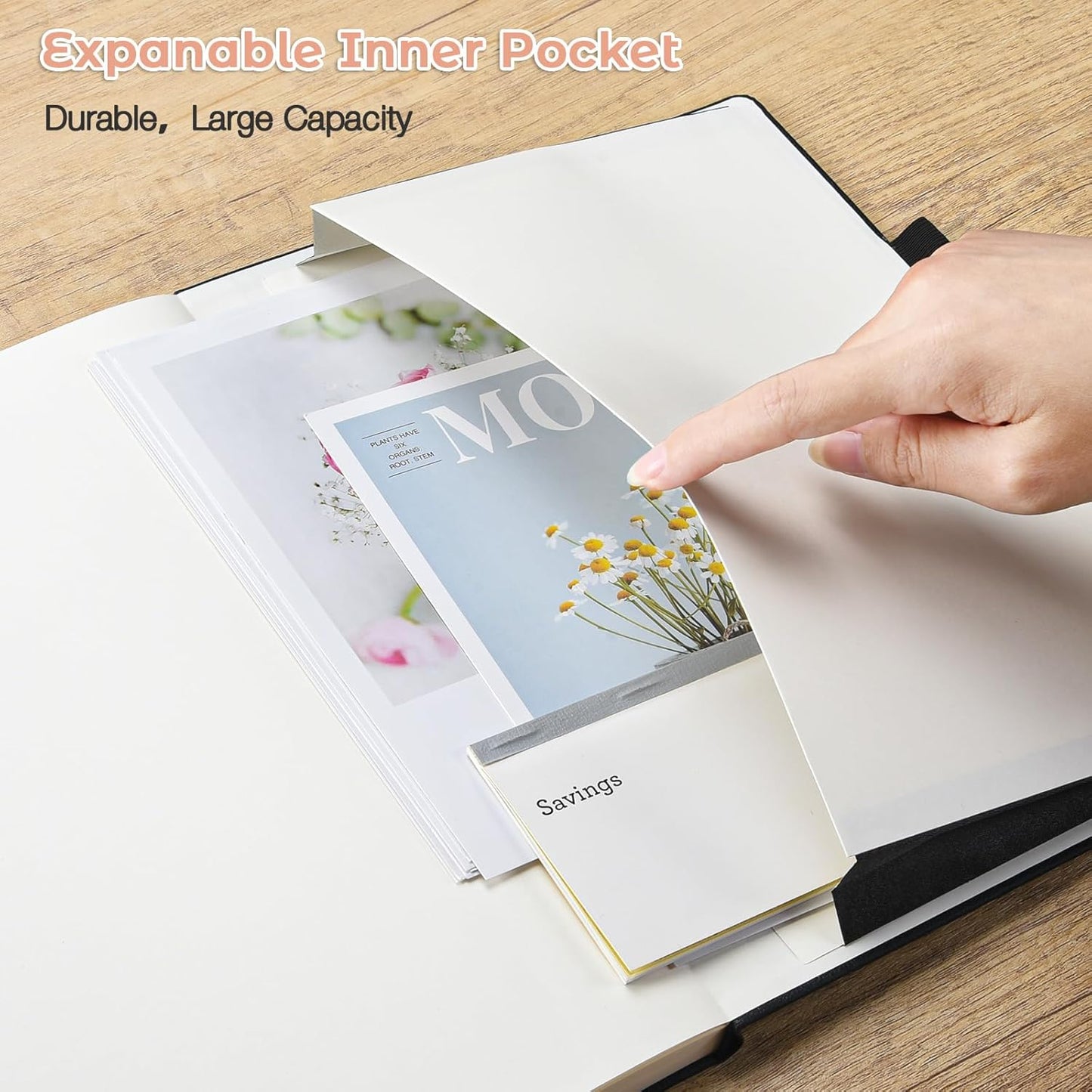 Lined Journal Notebook, 8.5" x 11" Hardcover Leather Notebook for Work, Wide Ruled Notebook Journal for Women Men, 192 Thick Paper, Lay Flat, 2 Pockets, A4 Large Journals for Writing, Pink Notebook