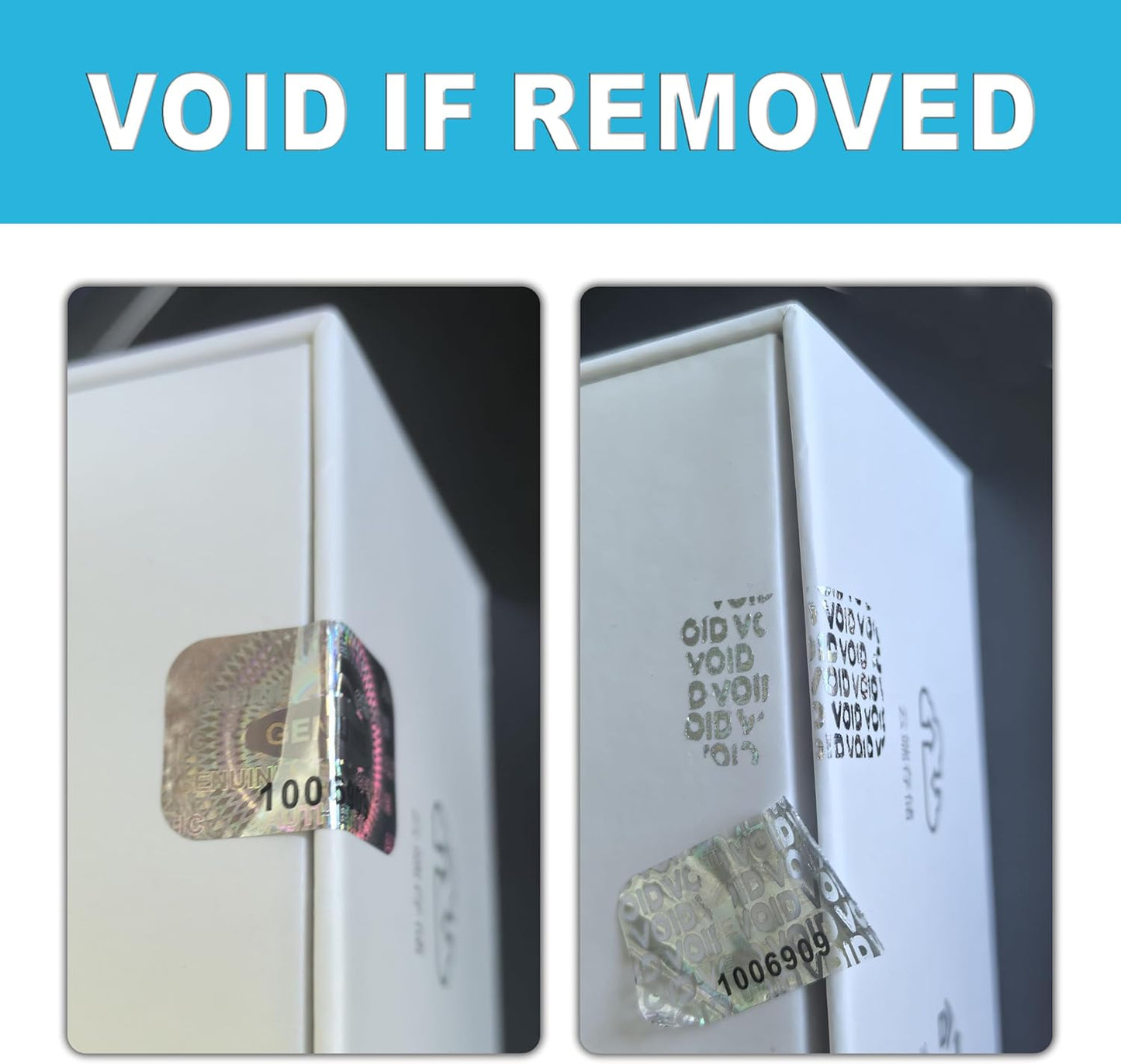 1200 pcs Hologram Tamper Proof Sticker, Security Tamper evident Label, Genuine Authentic Warranty Void Seal Labels with Unique Serial Number (1.2X0.68 inch,Silver)
