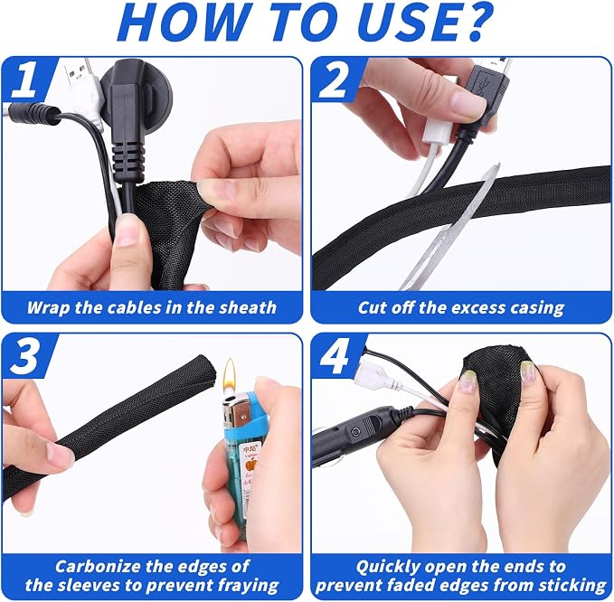 15FT Split Braided Sleeve Cable Management, 1/2 Inch Wire Loom Tubing Cord - Image 8