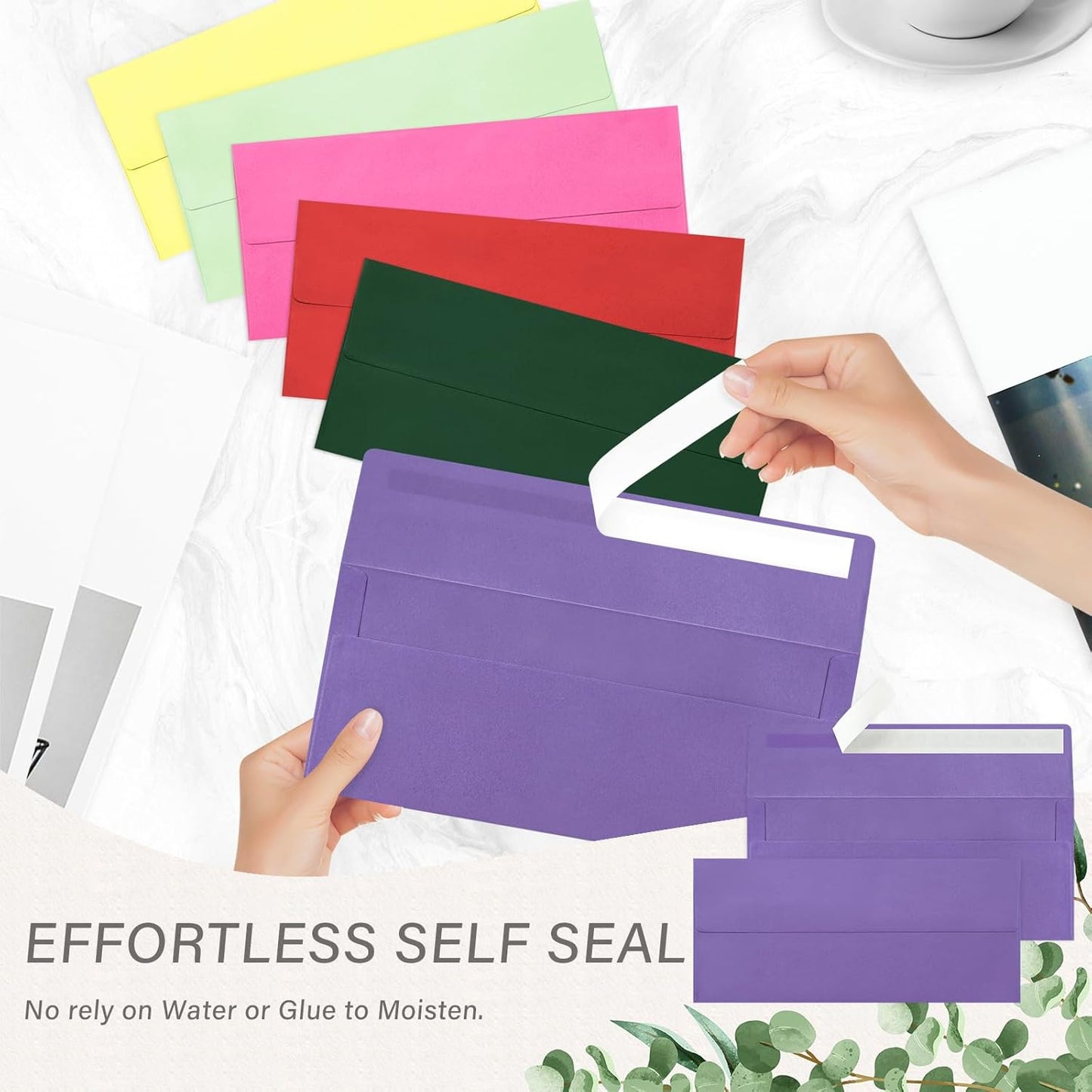 100 Pack #10 Business Envelopes, Self Seal Standard Purple Envelopes for Secure Business & Legal Mailing, Office, Checks, Letter, Invoices, 4 1/8 x 9 1/2 Inches