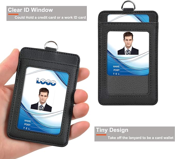 2 Pack PU Leather ID Badge Holder, Life-Mate ID Badge Holder - Image 2