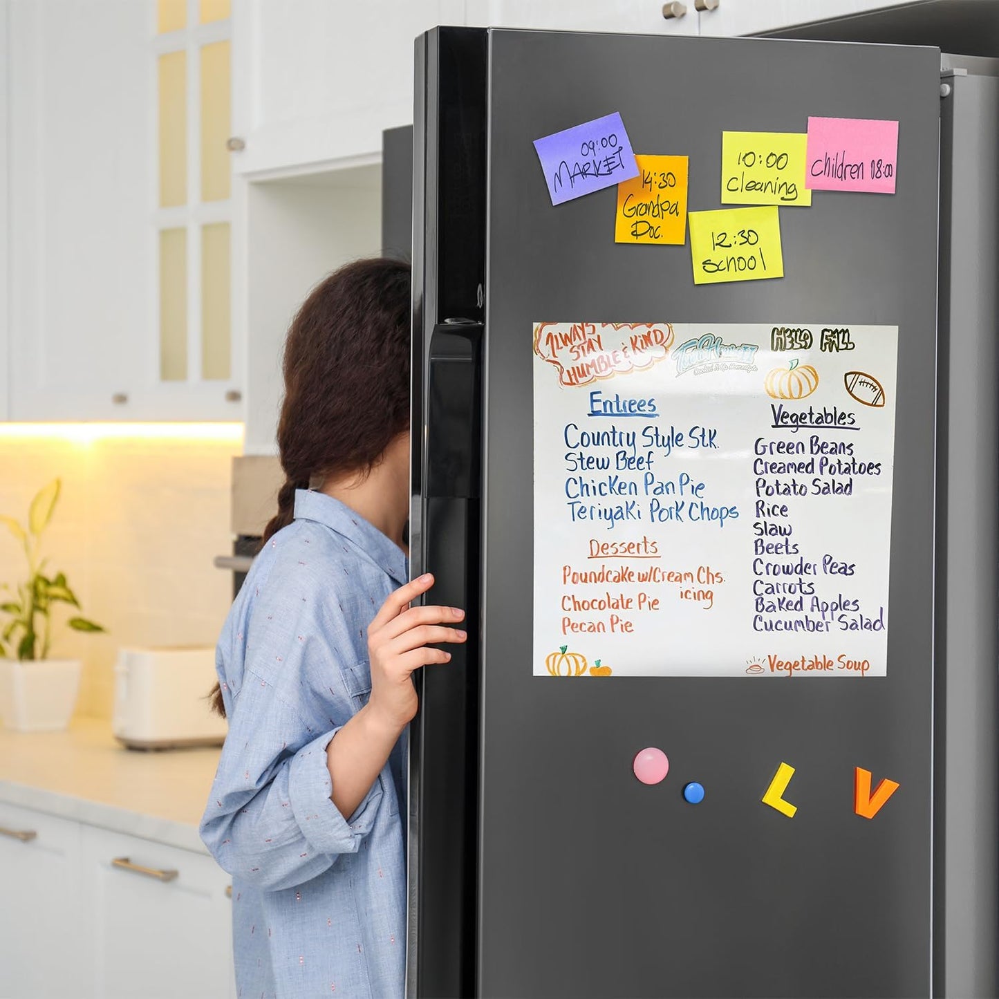 Magnetic Dry Erase Whiteboard for Refrigerators, 12" x 18" White Board on Wall for Organizer and Planner, Kitchen Fridge Shopping List with Marker, Magnetic Eraser and Magnets