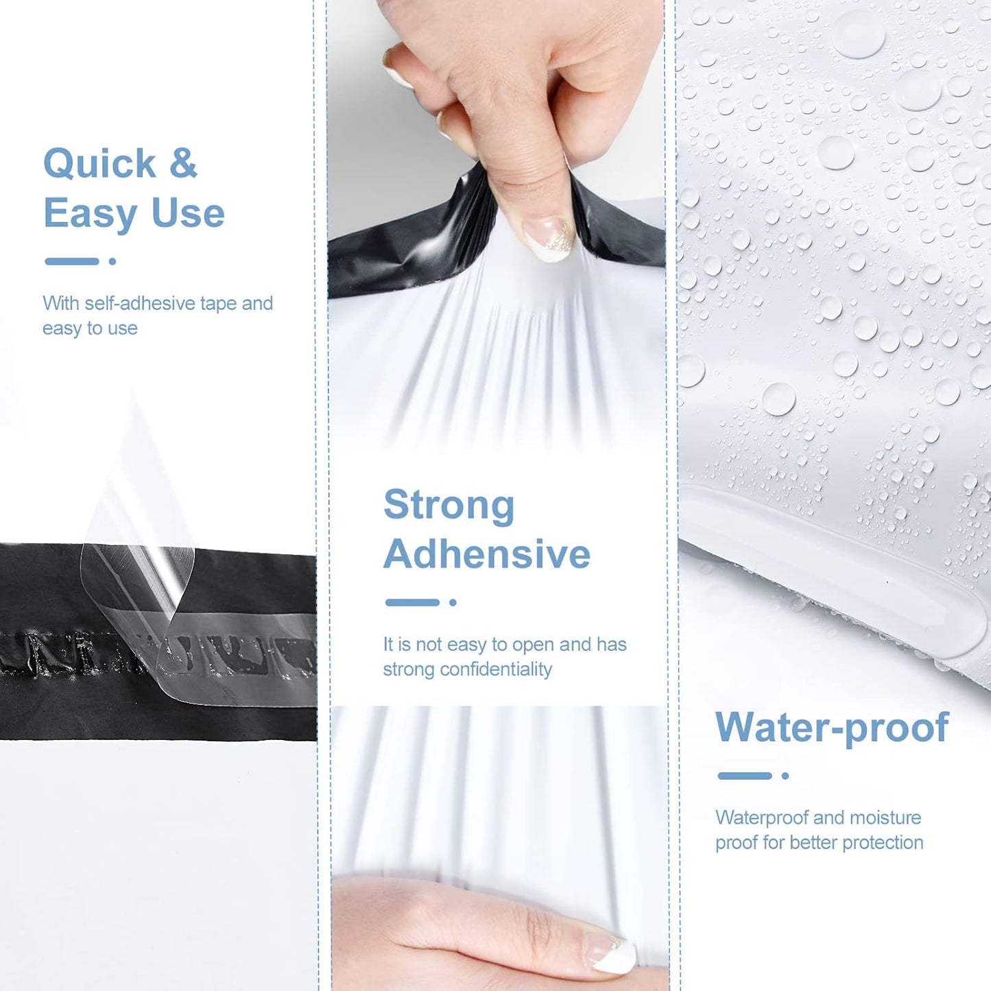 Metronic Poly Mailers 10x13 200 Pcs | Medium Size Shipping Bags for Clothing | Strong Adhensive Mailing Bags for Small Business, Shipping Envelopes, Tear-resistant Packing Bags White