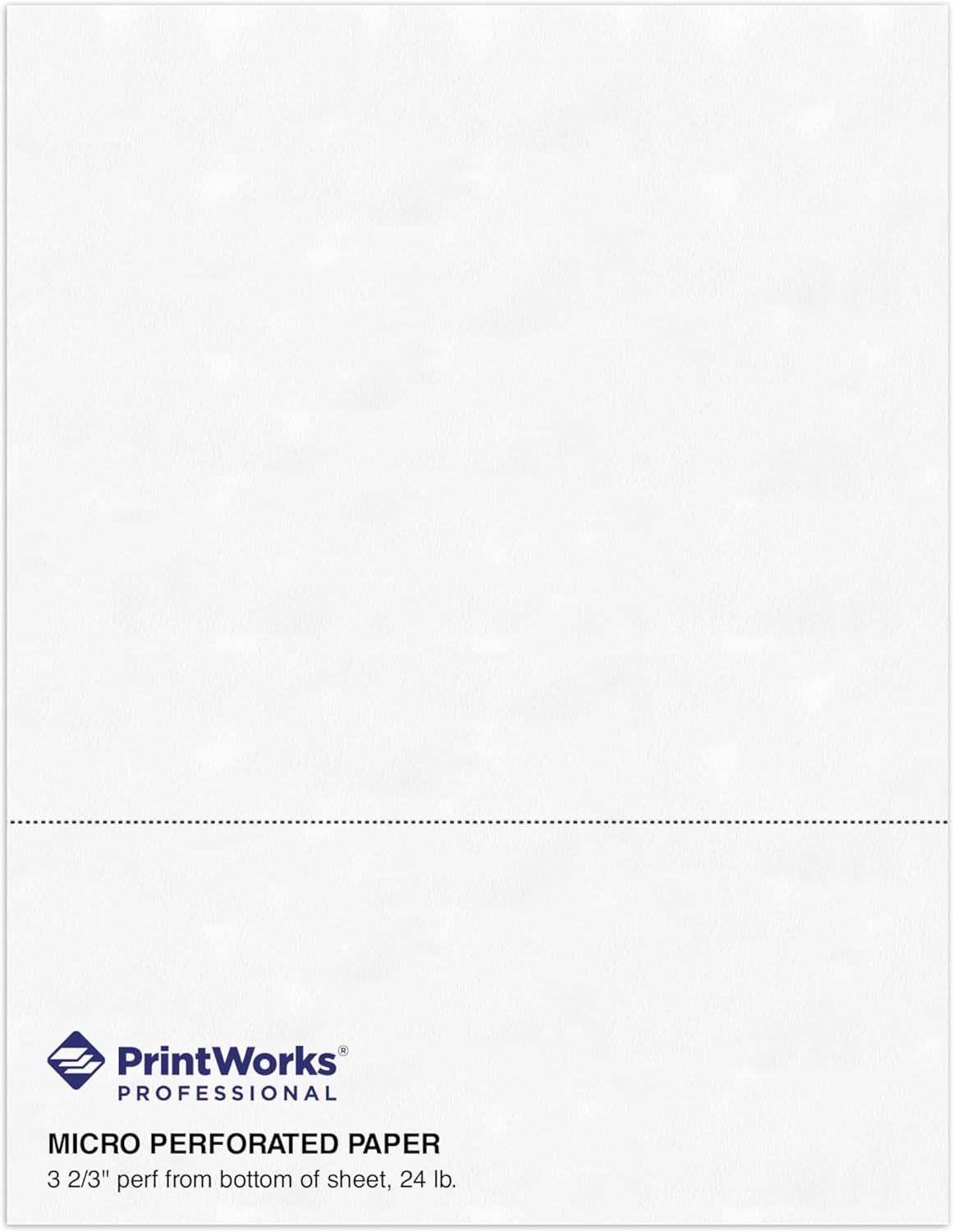PrintWorks Professional 3 2/3" Horizontal Perforated Paper 8.5” x 11” - Perfect For W-2, 1099, & Statement Use - Made in the USA - 2500 Sheets - 20 lb - Printer Compatible - White (04124C)