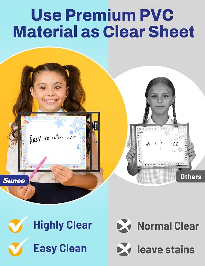SUNEE 30 Packs Oversized Reusable Dry Erase Pocket Sleeves - Image 5