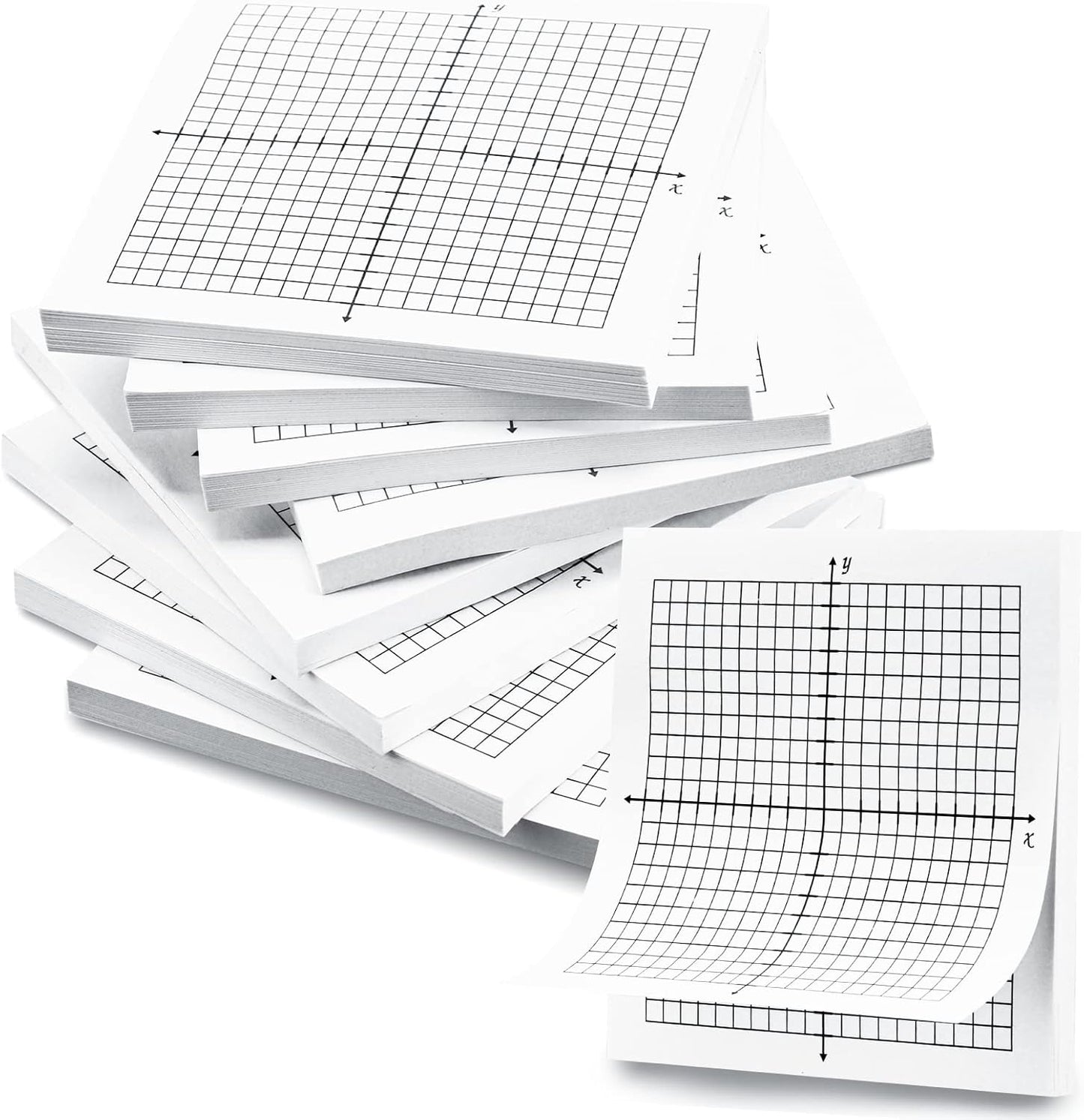 Sabary 8 Packs Graph Paper Sticky Notes 400 Sheets 3 x 3 Inch Lined Mini Graph Pads 20 x 20 Four Quadrant Adhesive Grid Sticky Notes for Office School Math Supplies(8 Pads)