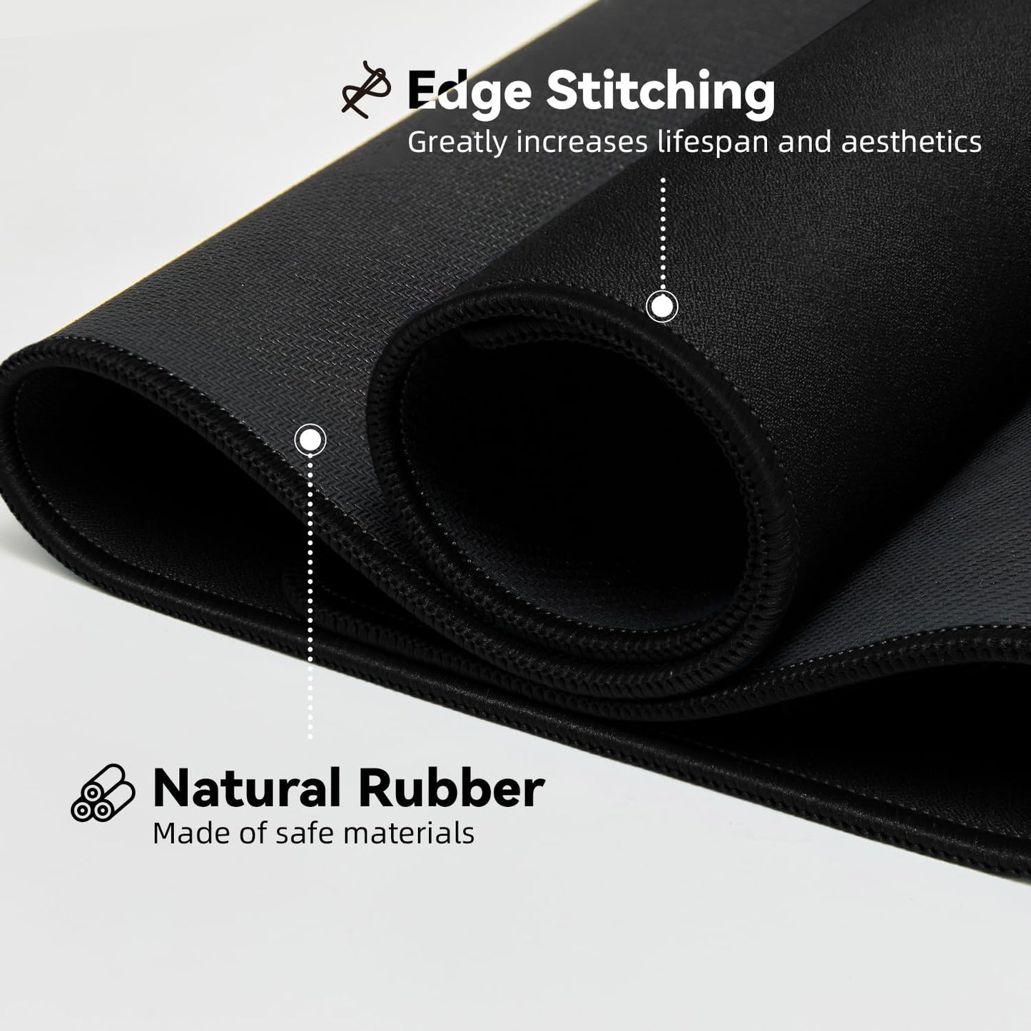 Large Gaming Mouse Pad with Durable Stitched Edges, Non-Slip Rubber Base, Big Computer Keyboard Mouse Mat Desk Pad for Home Office Gaming Work, 15.74"x35.43"x0.12", Black