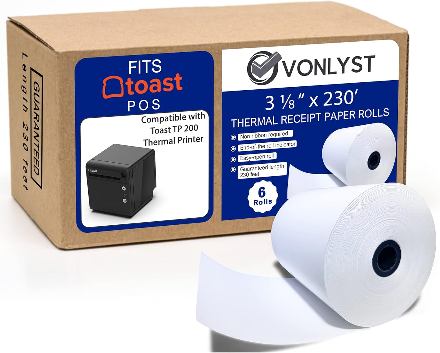 Thermal Printer Paper Roll for Toast TP200 Receipt Printer Point of Sale (06 rolls)
