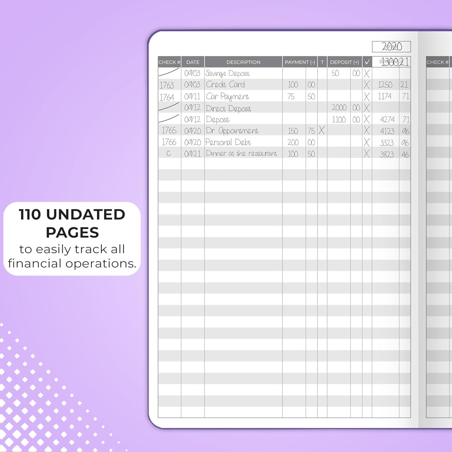 Clever Fox Check Register – Deluxe Checkbook Log with Check & Transaction Registers, Bank Account Register Booklets for Personal and Work Use, A5-sized Hardcover, Purple