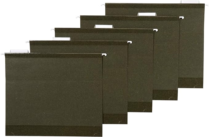 Amazon Basics Hanging File Folders, Letter Size, Standard Green, 1/5-Cut - Image 2