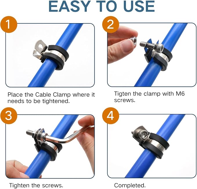 ZIPCCI Cable Clamps Assortment Kit, 25 Pack Stainless Steel Rubber Cushion Pipe - Image 4
