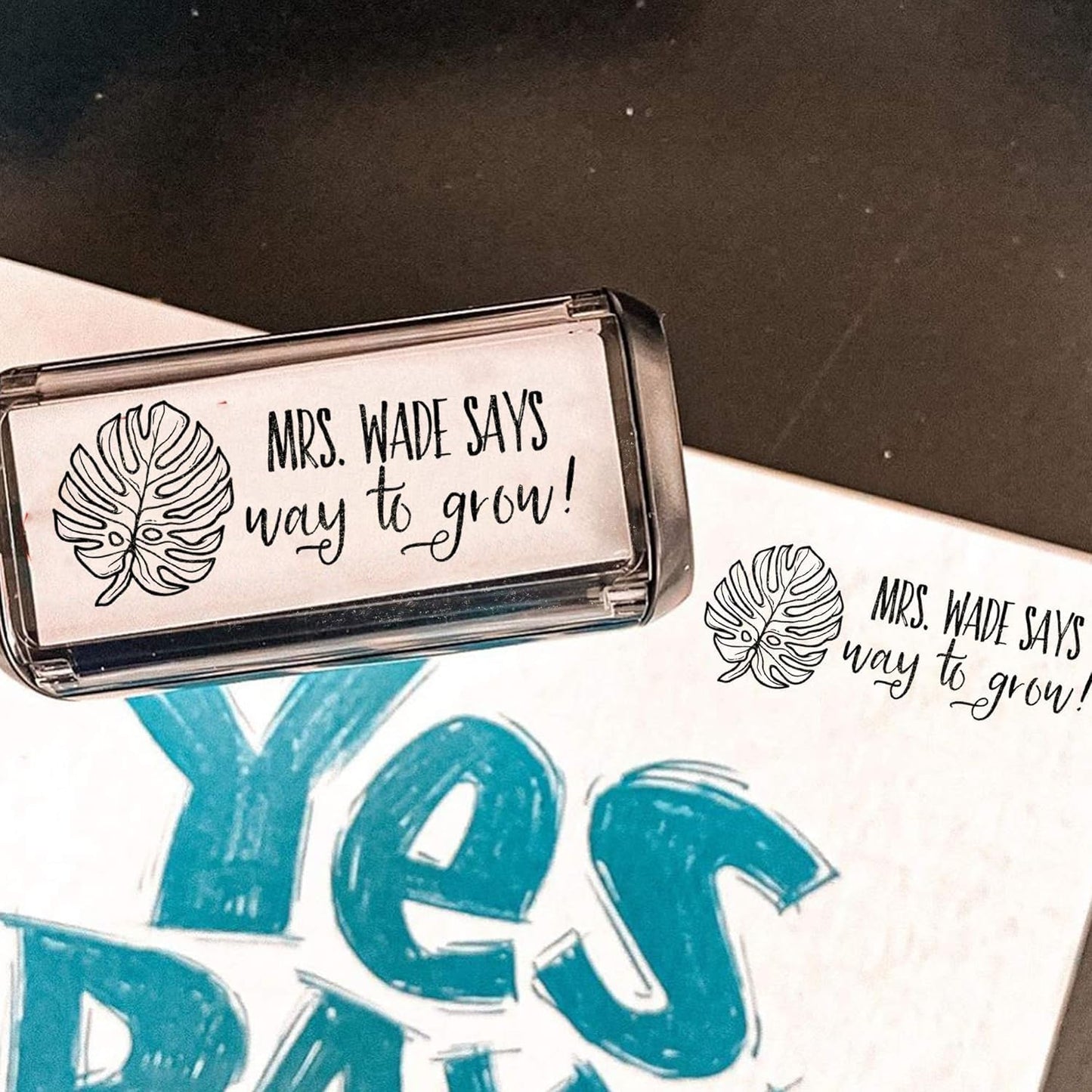 Custom Self-Inking Teacher Stamps | 49 Designs | Fun Phrases | Grading Made Easy | Classroom and Library Book Stamps (Way to Grow, Large)