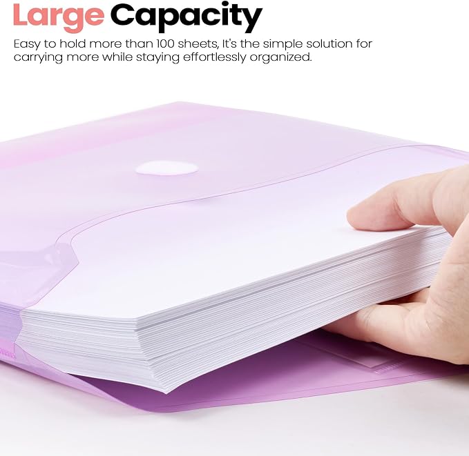 Sooez 24 Packs Plastic Envelopes Plastic File Folders, Fresh Colors - Image 3