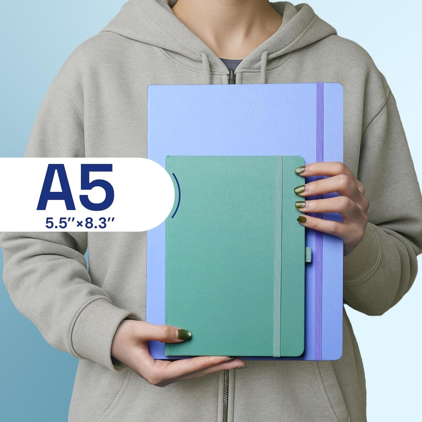 A5 Lined Journal Notebook, 7mm College Ruled Notepad, Journaling for Writing, Work, School, Travel and Note Taking, Hardcover 160 Pages (80 Sheets) 5.79 x 8.3 inches (Black)