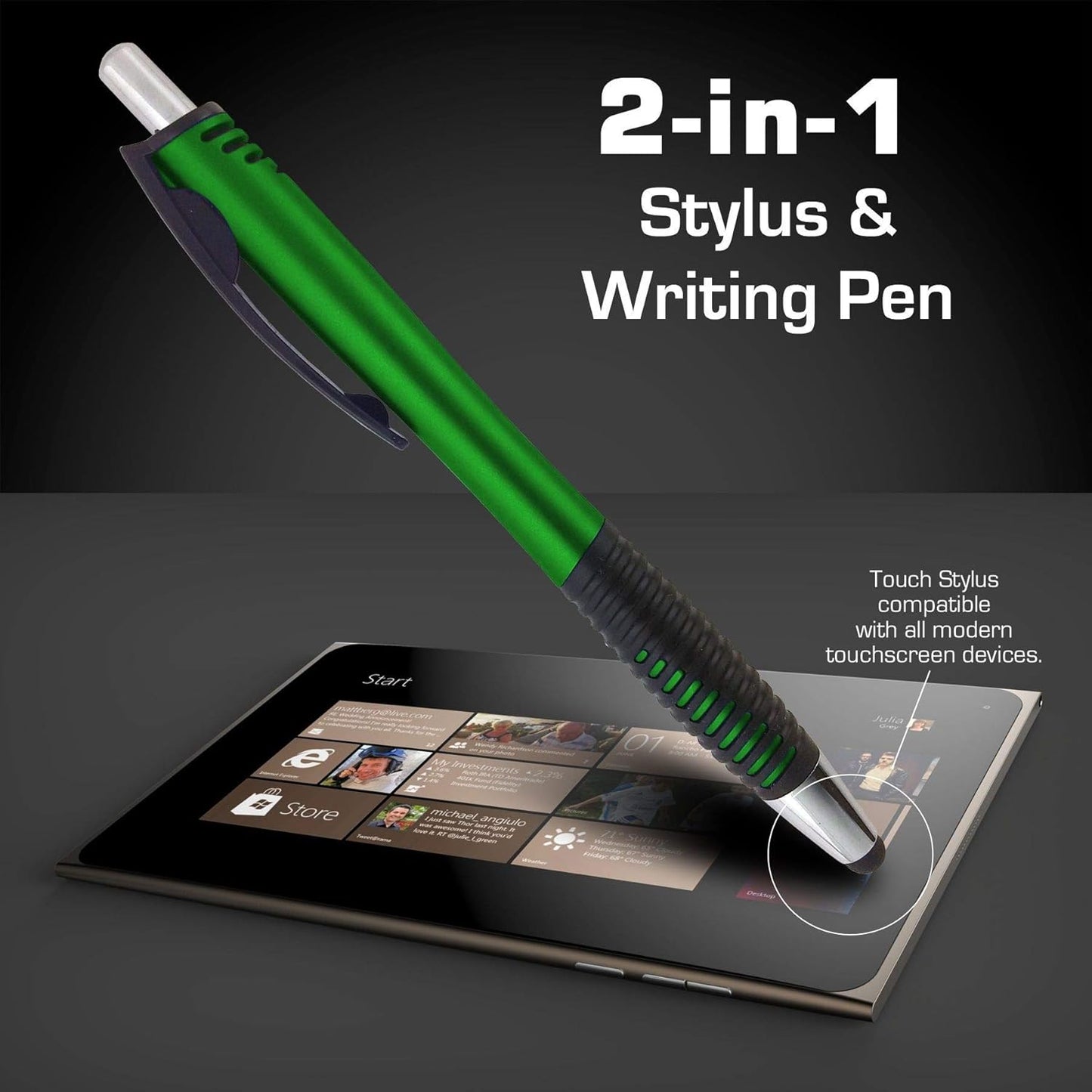Personalized Pens with Your Custom Logo or Text-250 Pack Bulk-for Businesses, Parties, and Events, 2 in 1 Capacitive Stylus & Ballpoint Pen Compatible with Most Touchscreen Devices, Blue