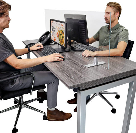 OBEX Acrylic Free Standing Screen, Divider for Desk Privacy Home & Office Partitions for Table Top Workstation, Portable Cubicle Panel for Work, 18" x 60", Clear