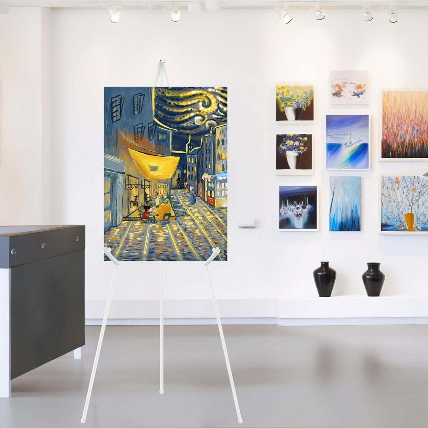 1PCS White Easel Stand for Wedding Sign Stand, 66 Inches Lightweight Adjustable Art Poster Board Stand for Display Wedding Welcome Sign, Metal Easel Stand for Painting with Portable Bag