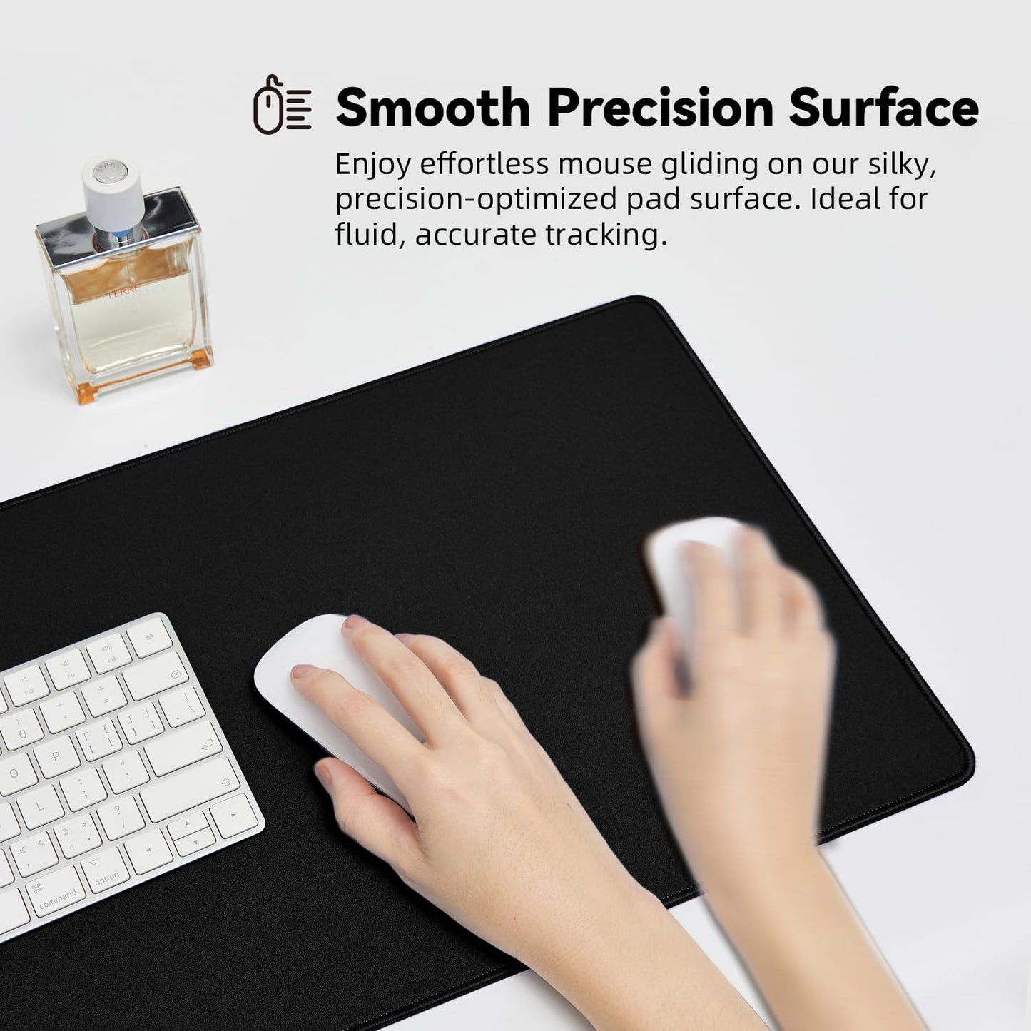 Waterproof Large Gaming Mouse Pad with Durable Stitched Edges, Non-Slip Rubber Base, Grainy Jacquard Mouse Mat Desk Pad for Home Office Gaming, 27.5"*11.8"*0.12", Black