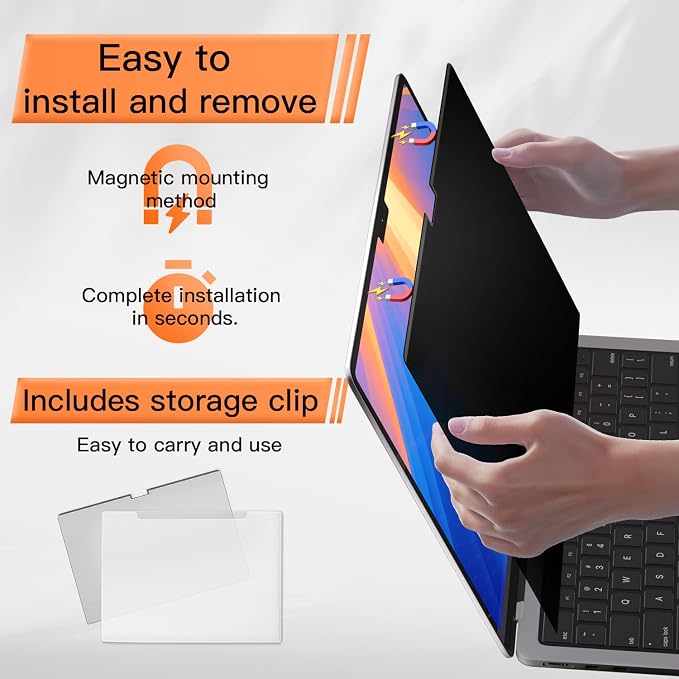 Mamol Magnetic Privacy Screen for MacBook Pro 13 Inch, Anti Glare Blue Light - Image 3