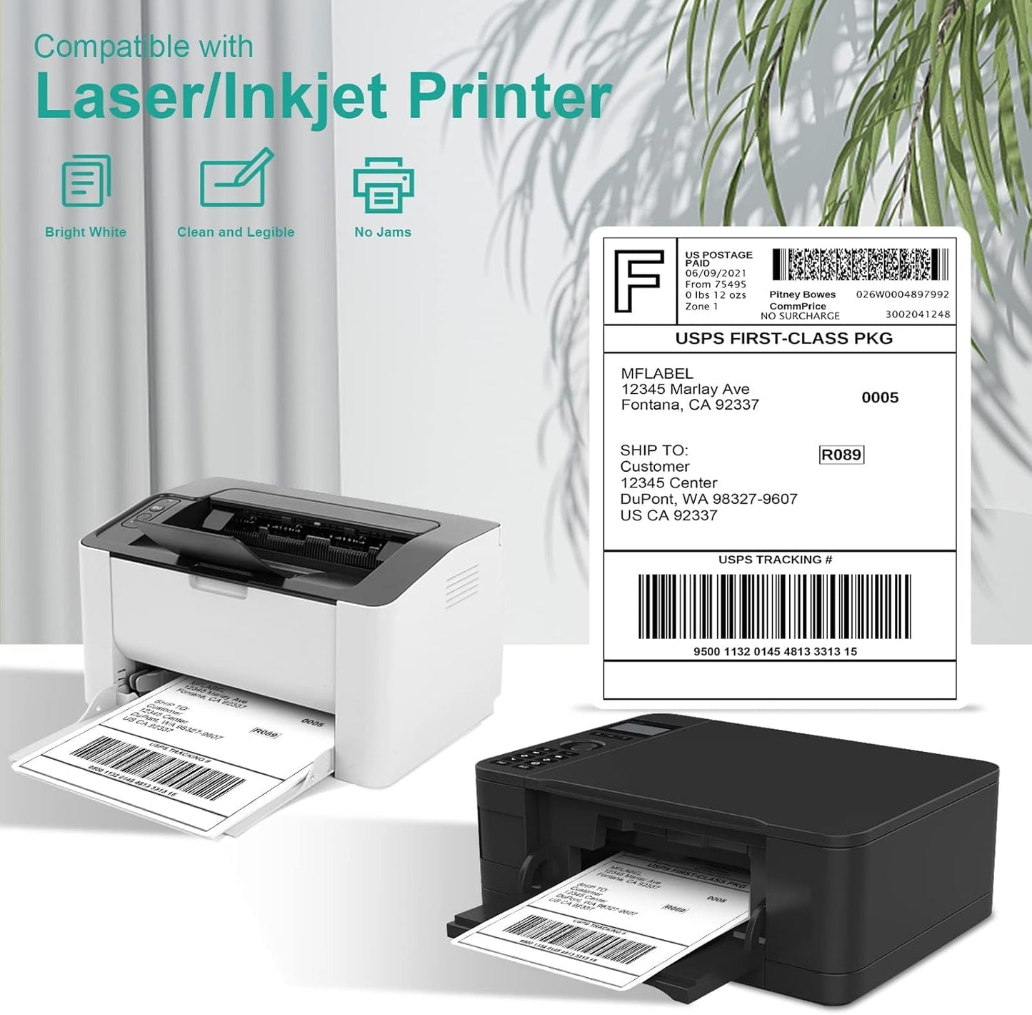 MFLABEL Full Sheet Sticker Label, Address Sticker, White Matte Label Paper, 8-1/2" x 11" Shipping Labels for Laser & Inkjet Printer (5000 Labels, 5000 Sheets)