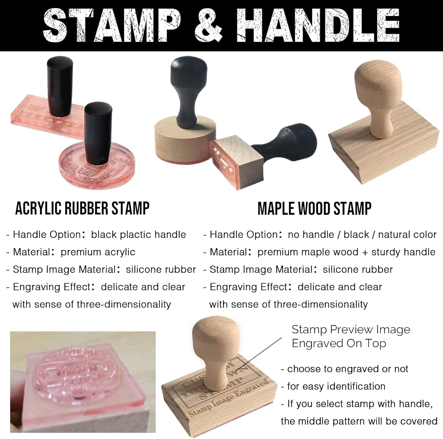 Custom Stamp with Logo Text - Personalized Rubber Stamp with Handle - Address Stamps for Business or Crafting - Rectangle 1"x3"