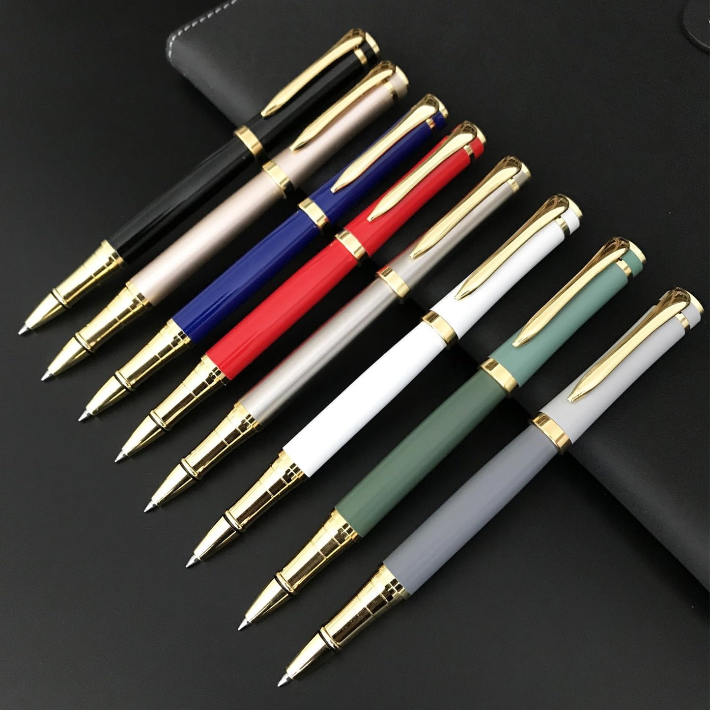 HSK Luxury Ballpoint Pens gift Pen Black Refill Line width 0.5mm,Best Ball Pen Gift Set for Men & Women Professional Executive,Office,Nice Pens Classy Gift Box (White)