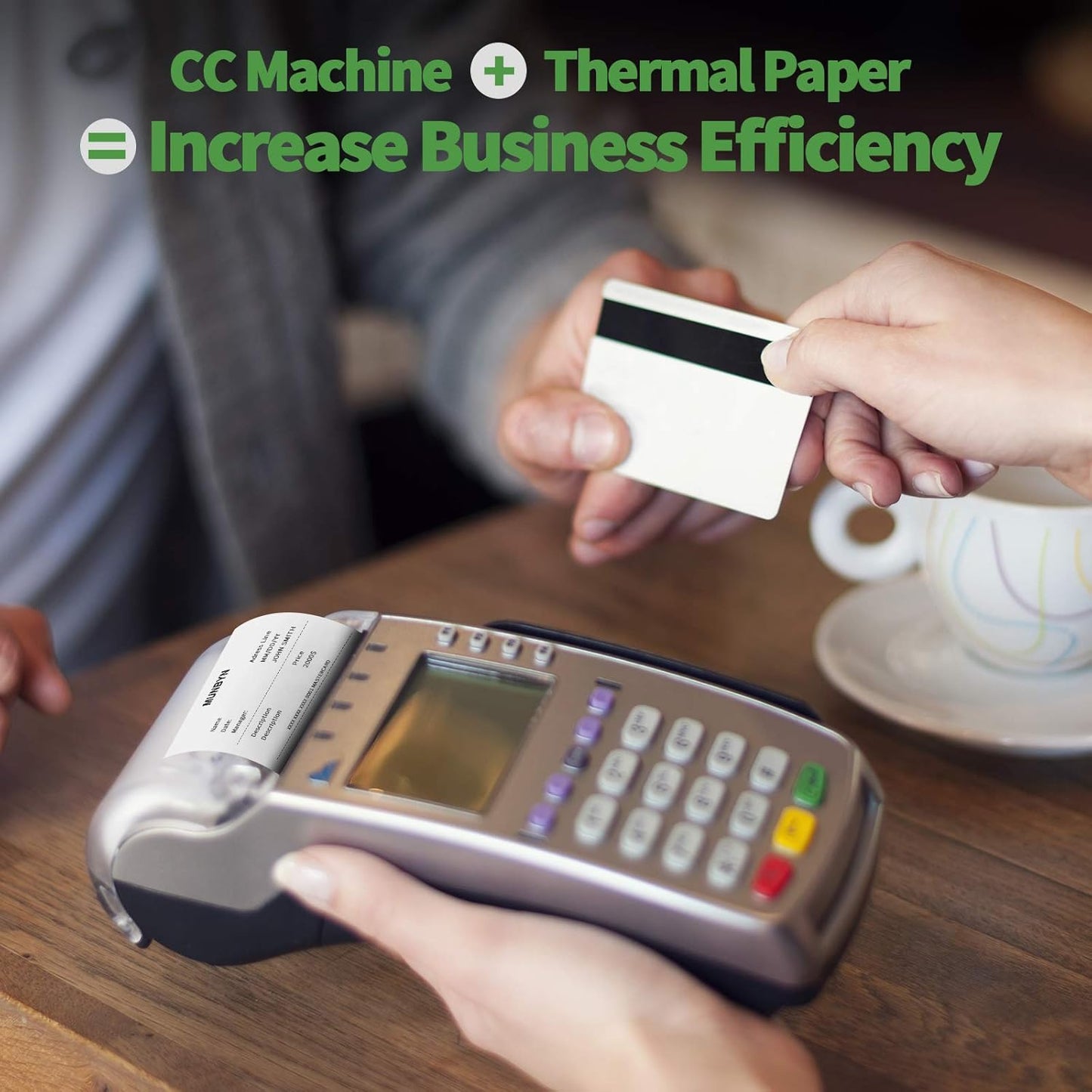 MUNBYN 2 1/4 x 50ft Thermal Paper (20 Rolls), BPA Free Receipt Paper, 58mm Thermal Receipt Paper Fits 58mm Mini Thermal POS Printer & Square Terminal Credit Card Machines