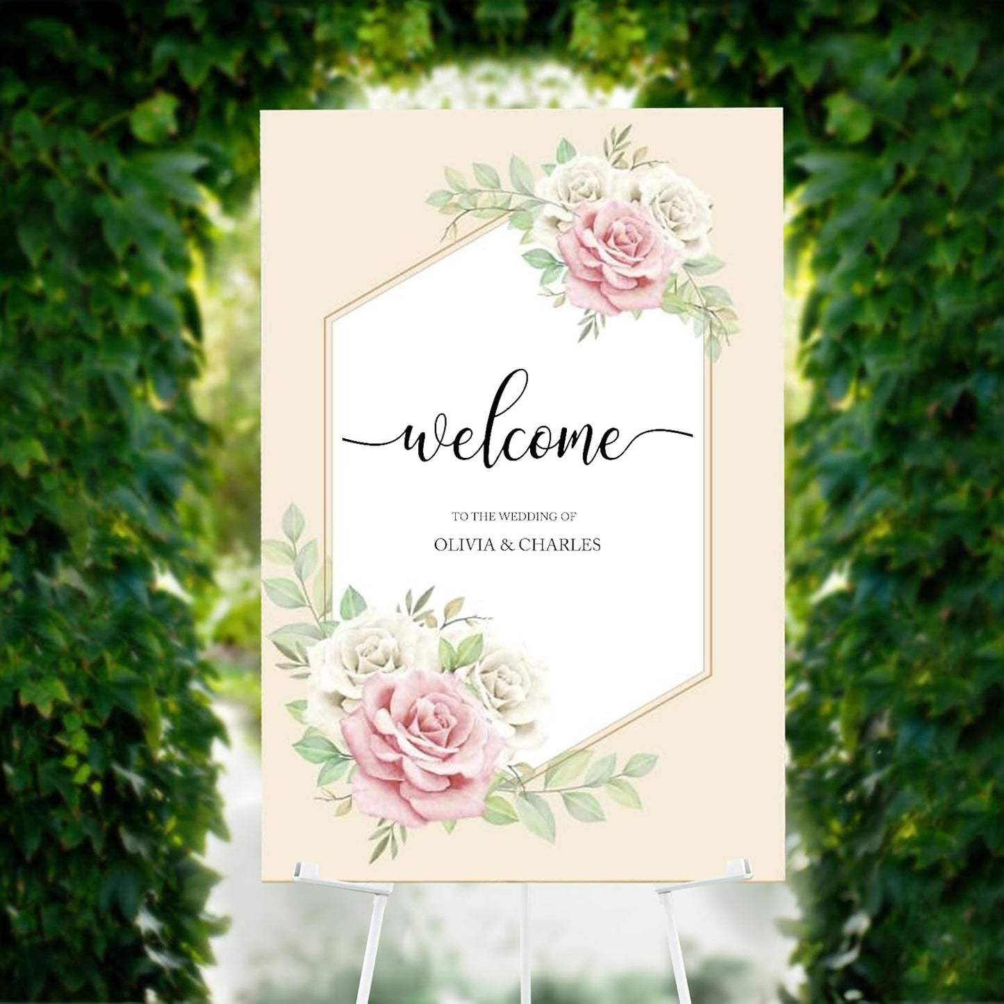 3PCS White Easel Stand for Wedding Sign Stand, 66 Inch Lightweight Adjustable Art Poster Board Stand for Display Wedding Welcome Sign, Metal Easel Stand for Painting with Portable Bag