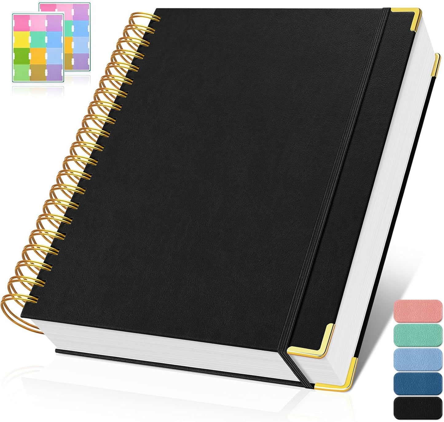 Graph Paper Notebook, Spiral Grid Notebook, Hardcover Leather Journal 300 Pages, 100gsm Thick Grid Paper Notebook, A5 Small Graphing Notebook Journal for Women Men Writing Engineering School Work