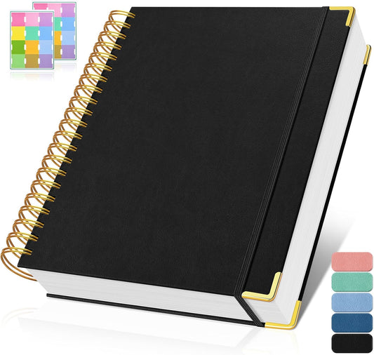 Graph Paper Notebook, Spiral Grid Notebook, Hardcover Leather Journal 300 Pages, 100gsm Thick Grid Paper Notebook, A5 Small Graphing Notebook Journal for Women Men Writing Engineering School Work