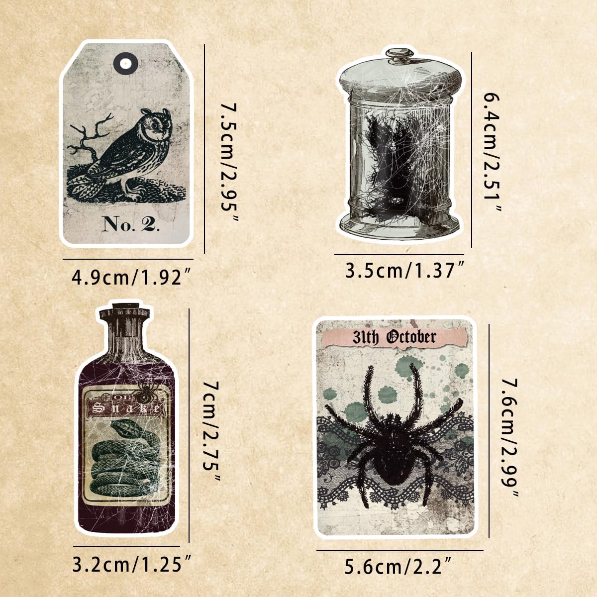 Prstincol 106 Pcs Potion Labels Stickers, Apothecary Sticker Dark Aesthetic Wine Bottle Sticker for Scrapbooking, Wicca Stickers for Junk Journal Bullet Journals DIY Crafts