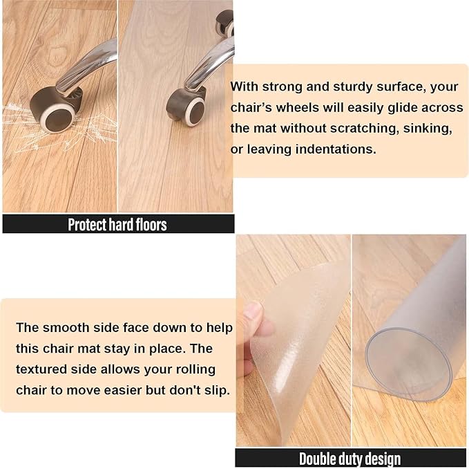 AiBOB Office Chair Mat for Hardwood Floor, 36 X 48 inches, Hard Floor Chair - Image 3