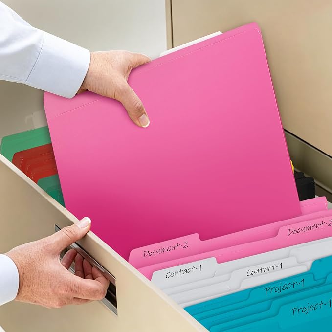 Two-Tone File Folder 8.5 x 11 Inch, 100 Pack Red File Folders, 1/3 Cut Tabs - Image 6