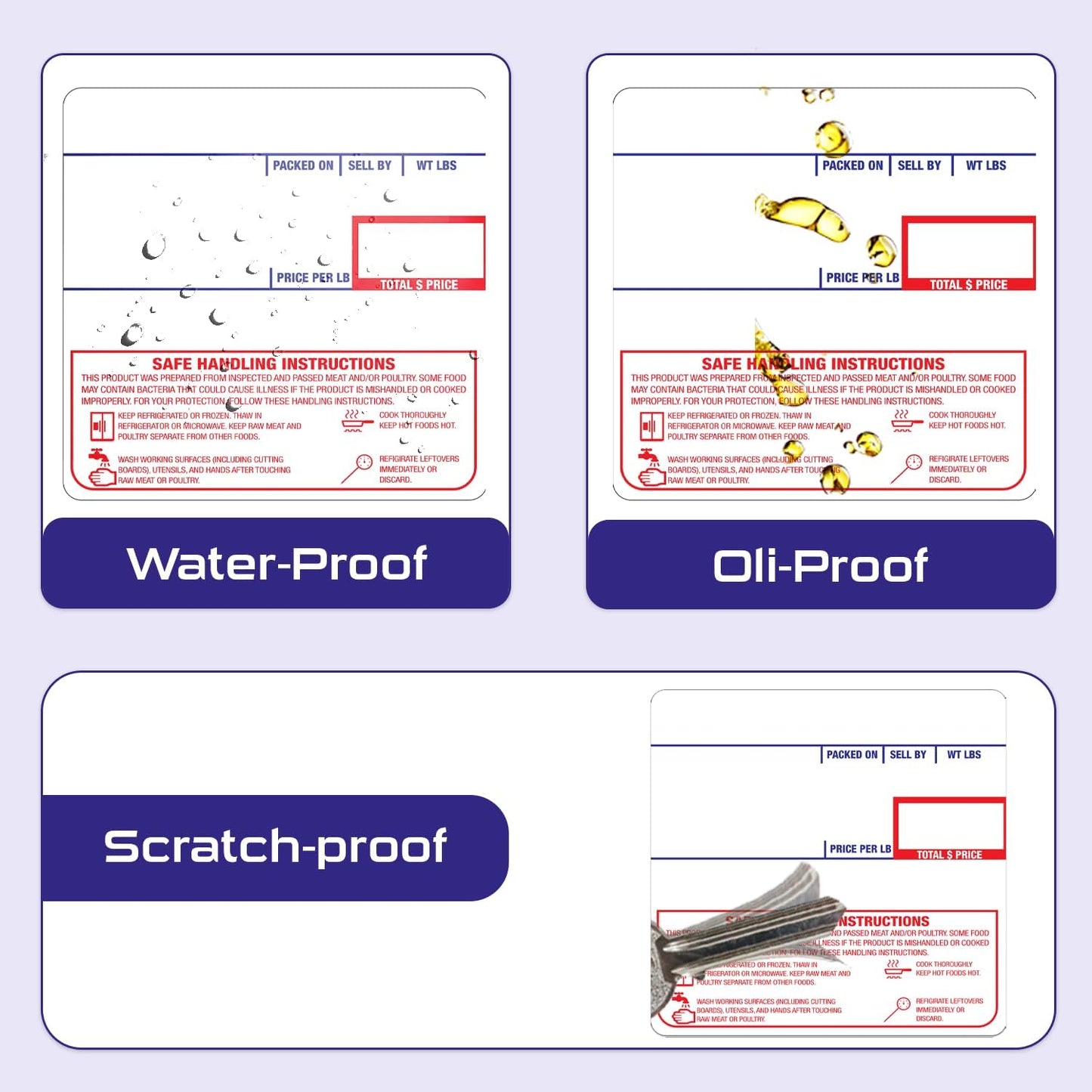 CEPRICO - Customizable CĀS Scale Labels - 144 Rolls of Thermal Printing Scale Labels – Compatible with CĀS LST-8040 | Safe Handling Instruction | Ideal for Supermarkets, Retailers and Grocery Stores