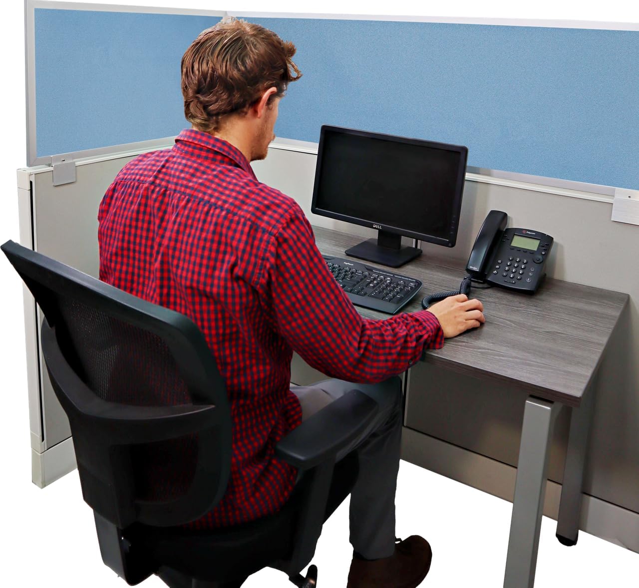 OBEX Acoustical Cubicle Privacy Screen Extender Desk Panel & Office Divider, Add Separation & Block Noise, 18" x 48", Twilight