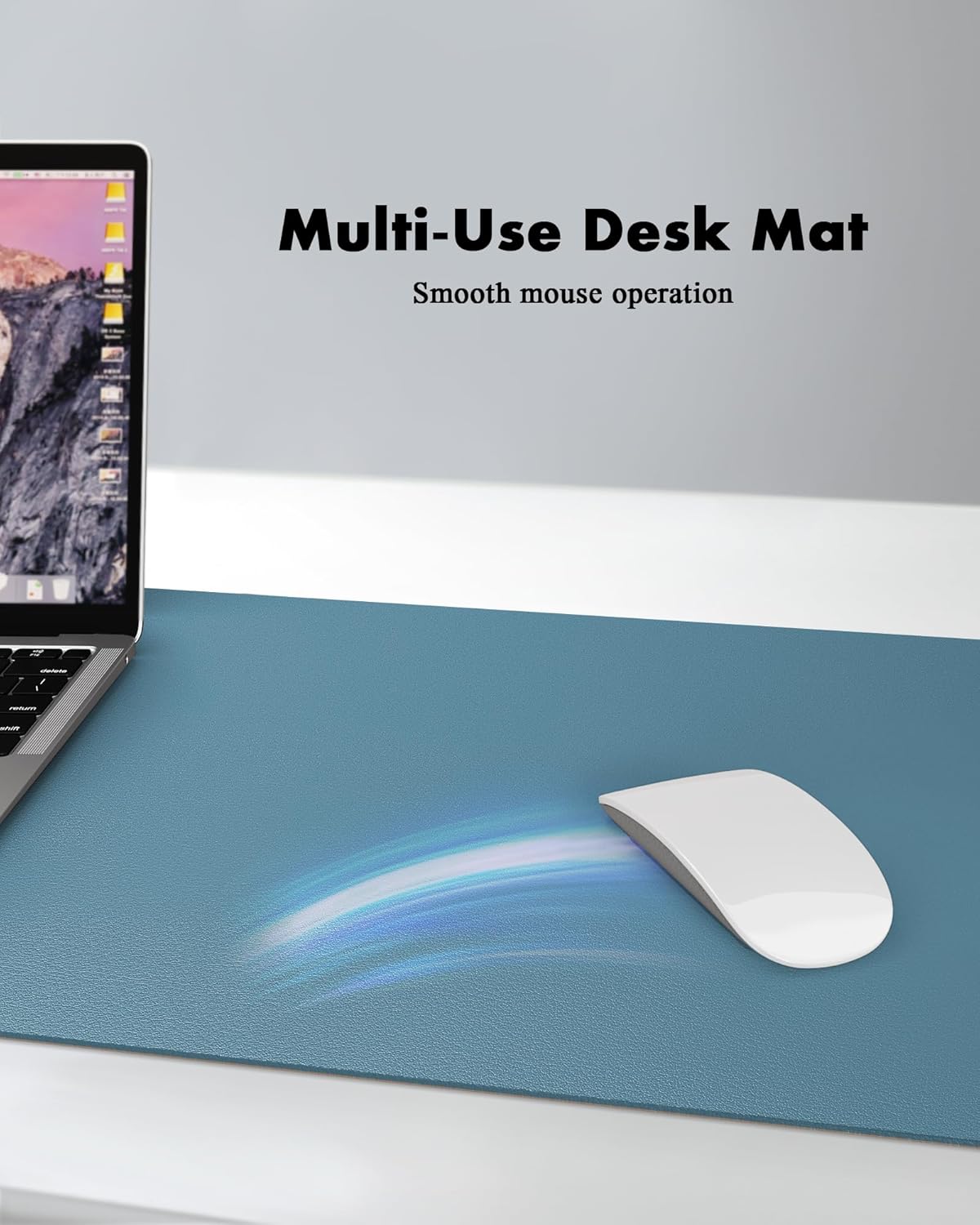 YSAGi Double-Sided Desk Pad, 35.4"x17"Leather Desk Mat, Eco Cork Desk Pad Protector,Large Mouse Pad,Waterproof Desk Blotter for Office/Home(Sea Blue)