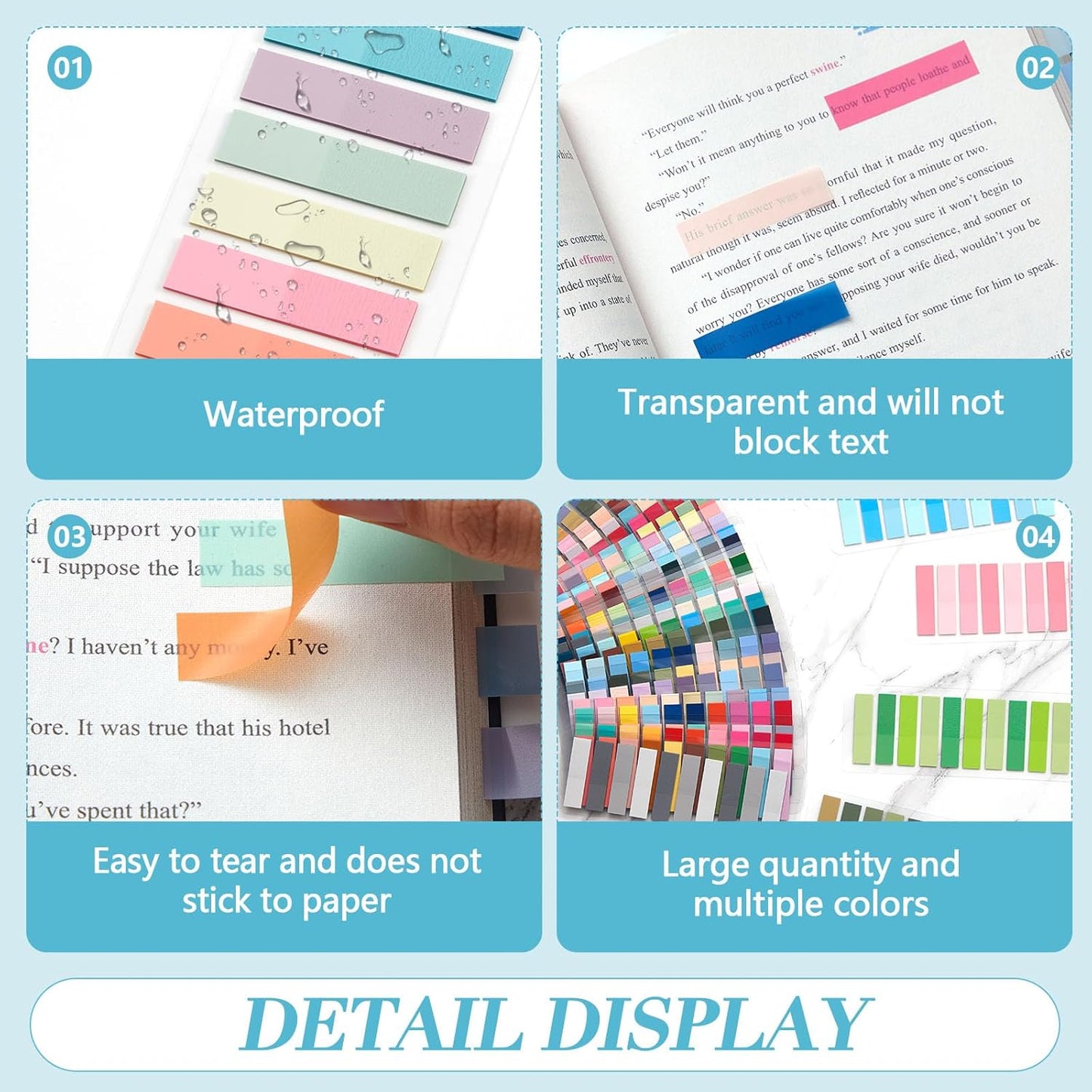 ReliThick 8000 Pcs Annotation tabs Sticky Tabs for Books Transparent Sticky Notes Multi Colored Writable Page Markers Book Flags Strip for Annotating Reading Supplies Bookish Gift (Light Colors)