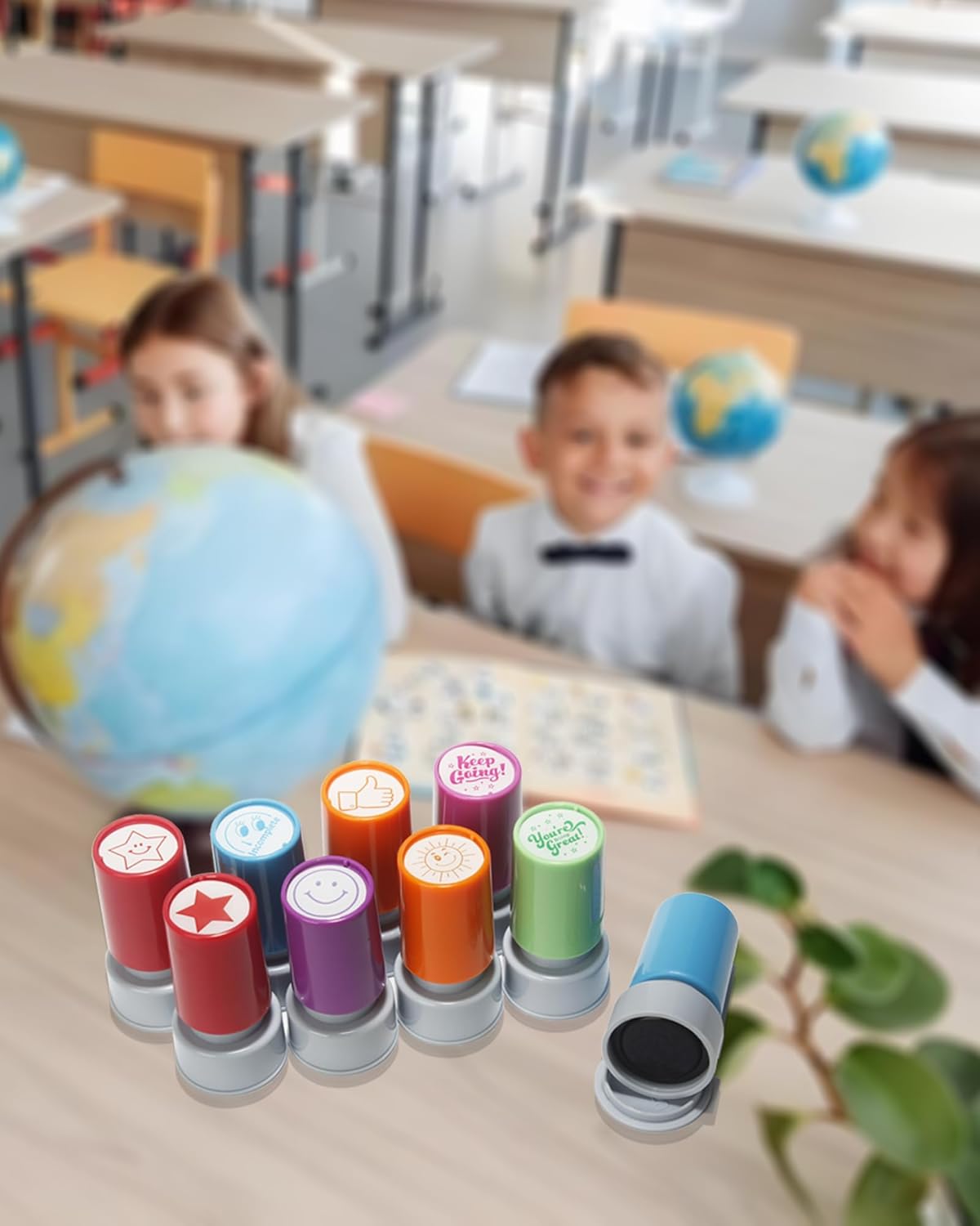 Pack of 9 Sorted Teacher Stamps Self-Inking Rubber Stamps Teacher Comments Photosensitive Stamps Behavior Stamper for Education Review