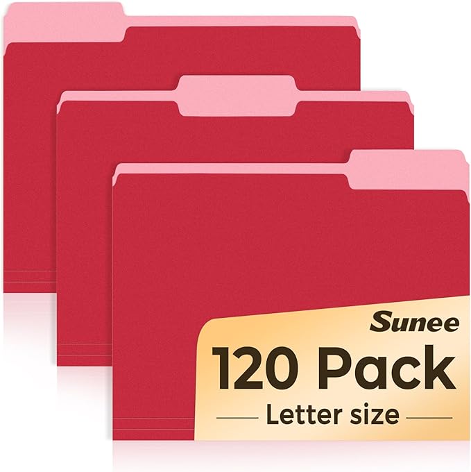 SUNEE File Folders, 120 Pack Manilla Folders 8.5 x 11, Colored File Folders by SUNEE