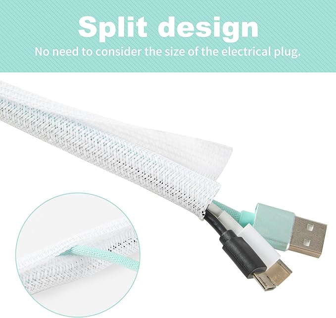 Split Wire Loom 3/8 Inch 50ft, Braided Cable Sleeve - Image 2