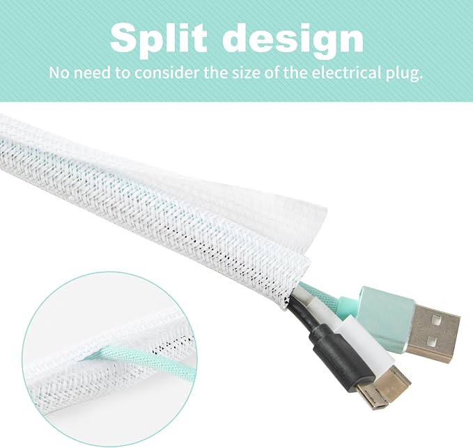 Split Wire Loom 1/4 Inch 100ft, Braided Cable Sleeve - Image 2
