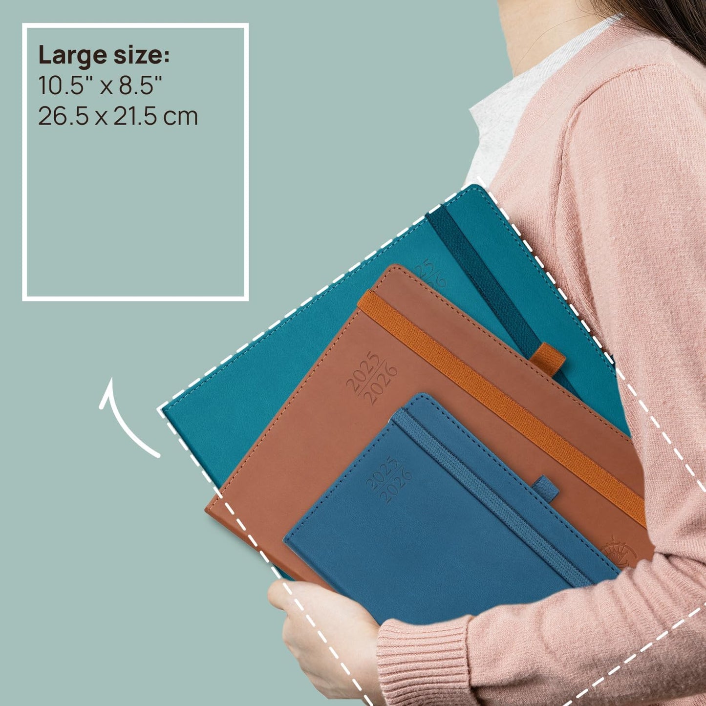 POPRUN Planner 2025-2026 (Large - 8.5'' x 10.5'') Academic Weekly Calendar (July 2025 - June 2026) with Hourly Time Slots, Monthly Tabs, 100GSM Thick Papers, Leather Soft Cover - Purple