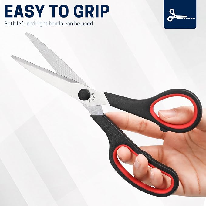 BURVAGY 8" 10 Pack All Purpose Heavy Duty Scissors- Comfort-Grip Sharp Scissors - Image 7